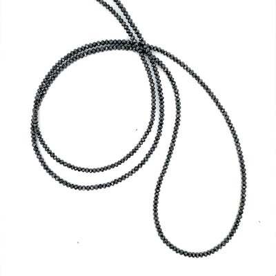 Black Diamond Faceted Bead Necklace in White Gold