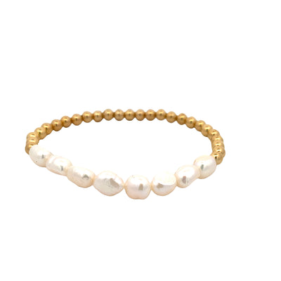 Baroque Pearl and Bead Bracelet in Sterling Silver with Gold Plating by Karen Lazar