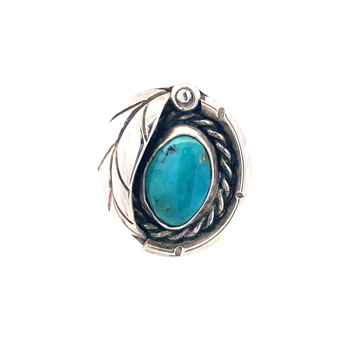 Estate Turquoise Ring in Sterling Silver, Size 5.5