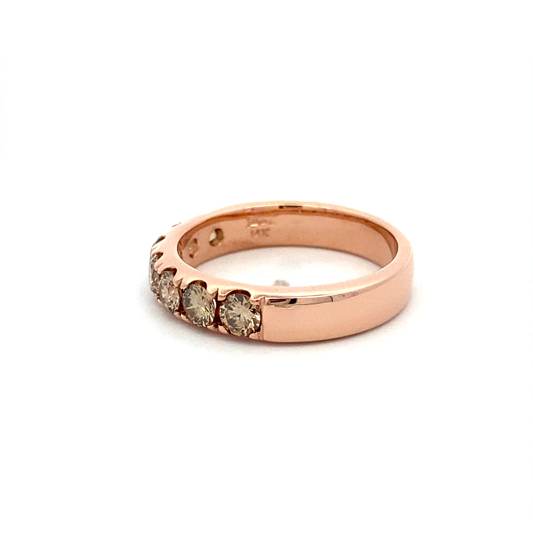 Champagne Diamond Wedding/Anniversary Band in Rose Gold by B&C