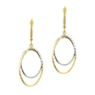 Double Open Oval Earrings in Two-Tone Gold