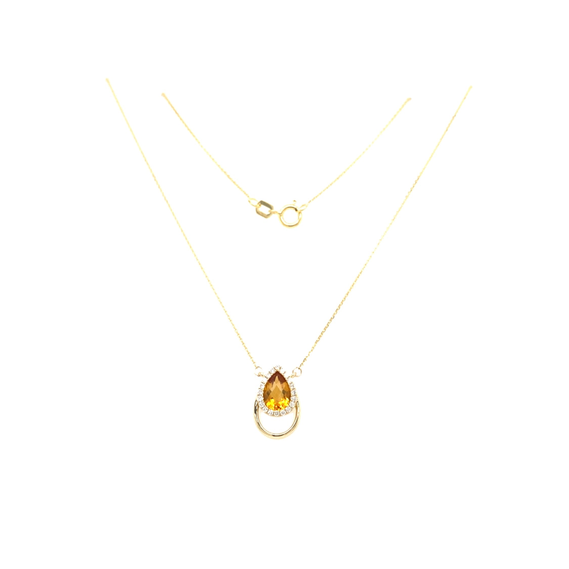 Citrine andn Diamond Pendant in Yellow Gold