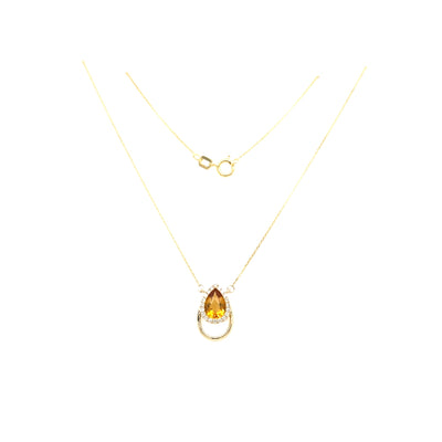 Citrine andn Diamond Pendant in Yellow Gold