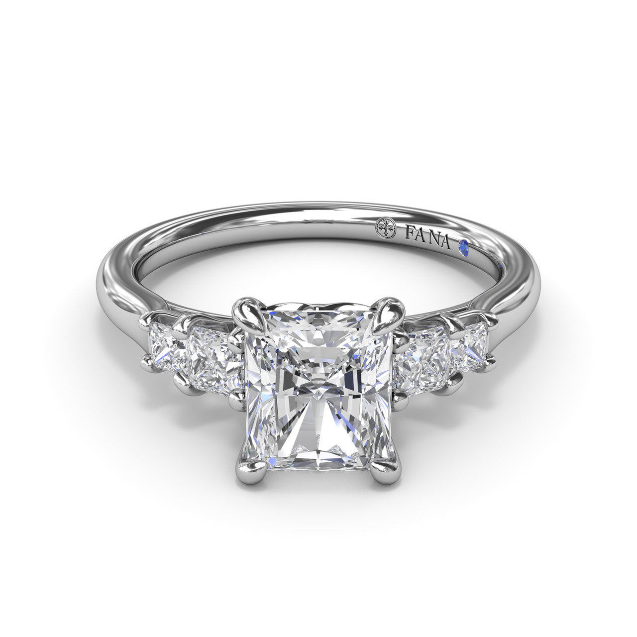 1.50ct Princess Cut CZ Engagement RIng with Side Stones in White Gold by Fana