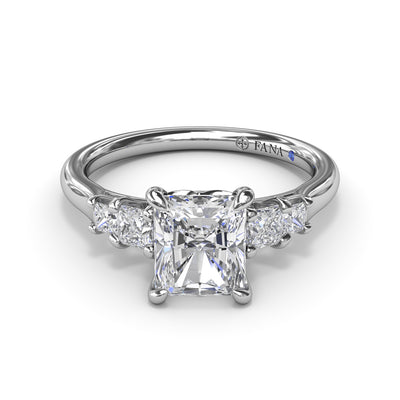 1.50ct Princess Cut CZ Engagement RIng with Side Stones in White Gold by Fana