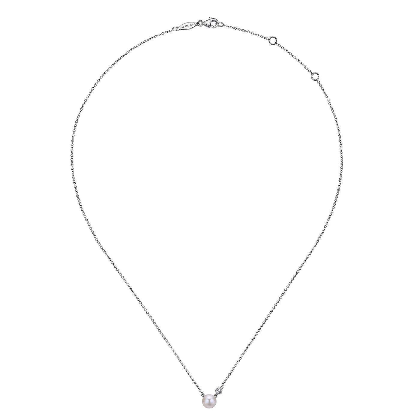 Pearl Necklace with Diamond Accent in Silver by Gabriel & Co.