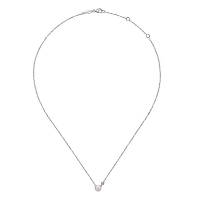 Pearl Necklace with Diamond Accent in Silver by Gabriel & Co.
