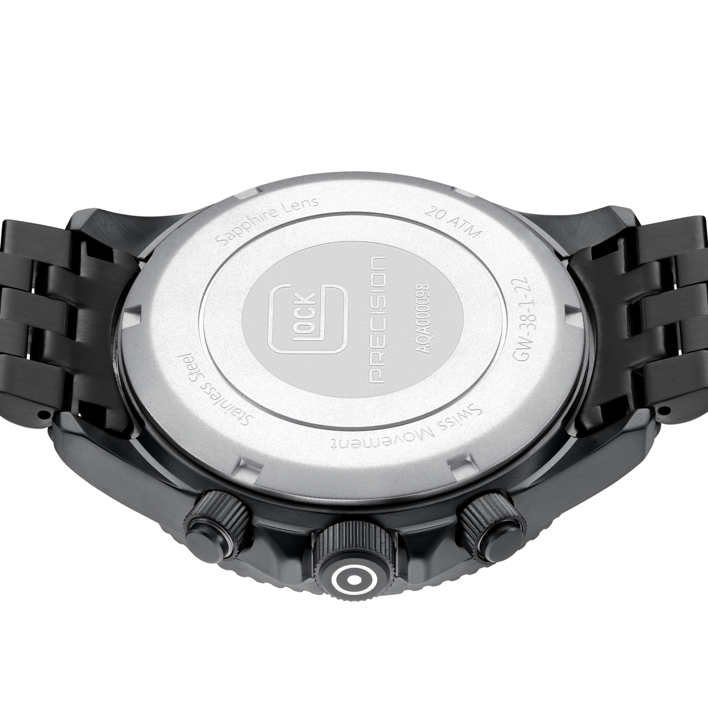 44mm Quartz Chronograph Black SS WR20 ATM by Glock Presision