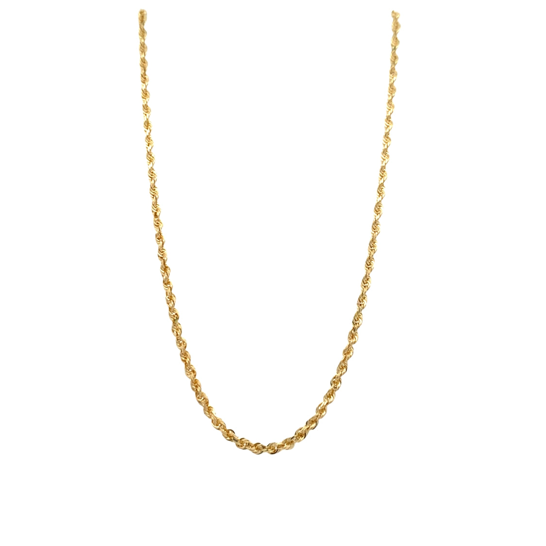 Rope Chain 22" 2.5mm Diamond Cut Solid Link in 10K Yellow Gold