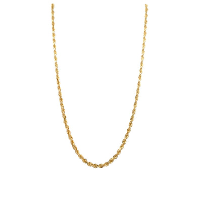 Rope Chain 22" 2.5mm Diamond Cut Solid Link in 10K Yellow Gold