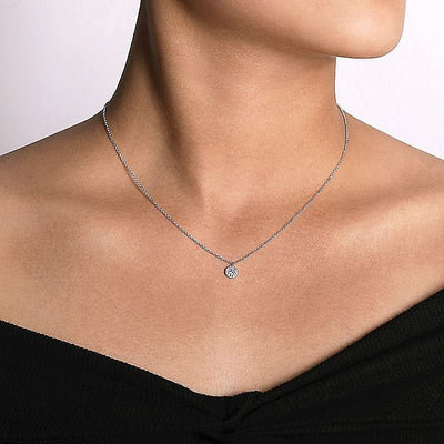 Diamond Pave Disc Necklace in White Gold by Gabriel & Co.