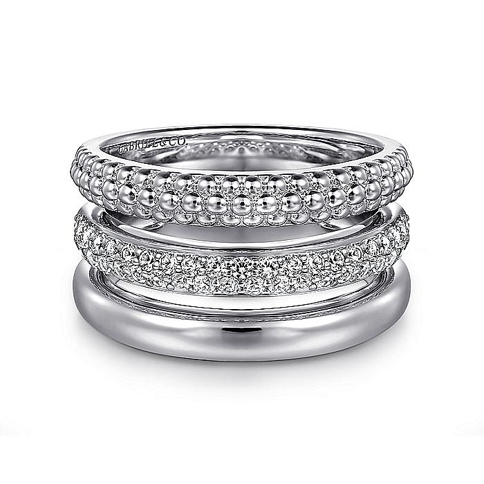 White Sapphire Bujukan Band in Silver by Gabriel & Co.