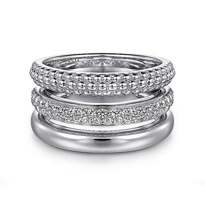 White Sapphire Bujukan Band in Silver by Gabriel & Co.