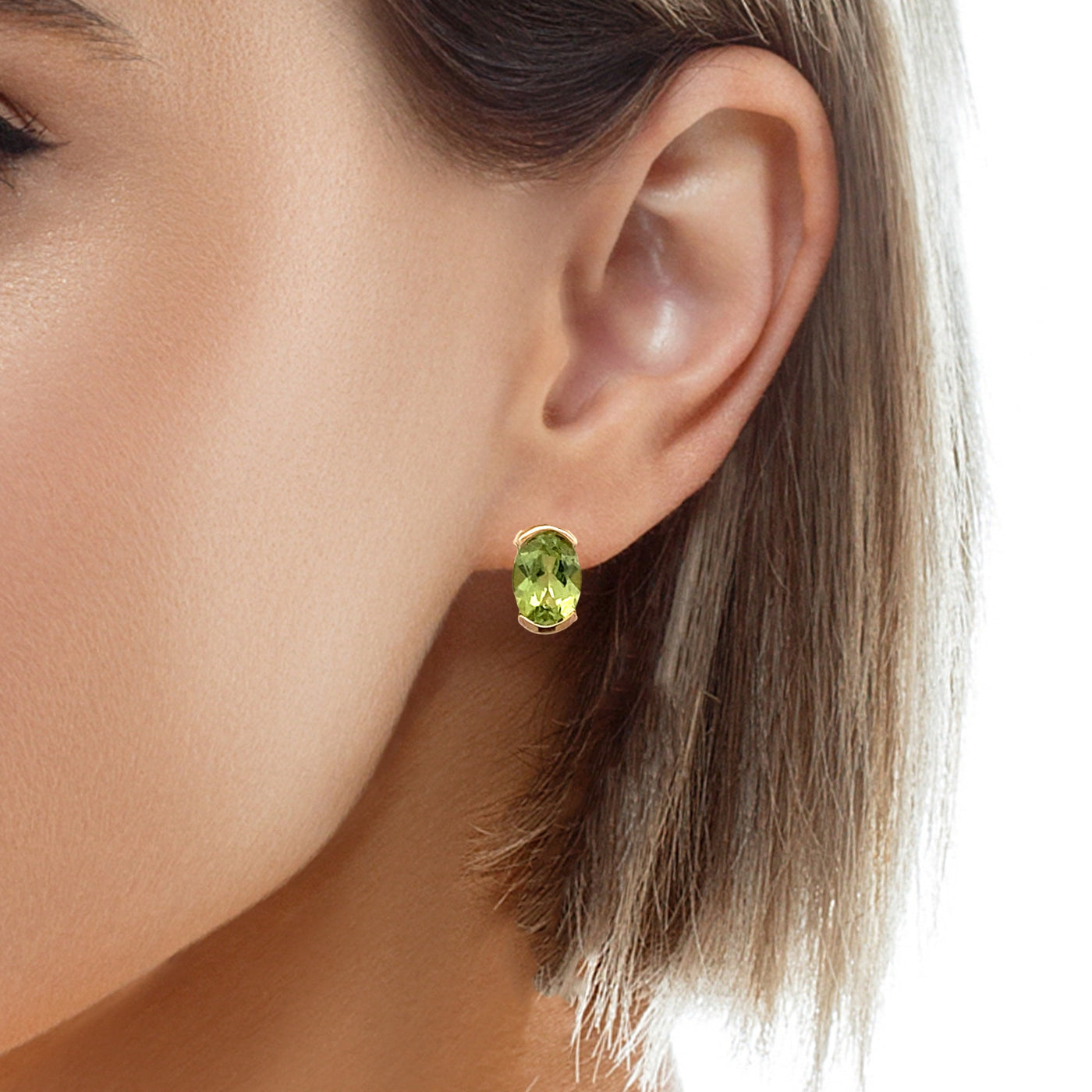 ESTATE Peridot Studs in Yellow Gold