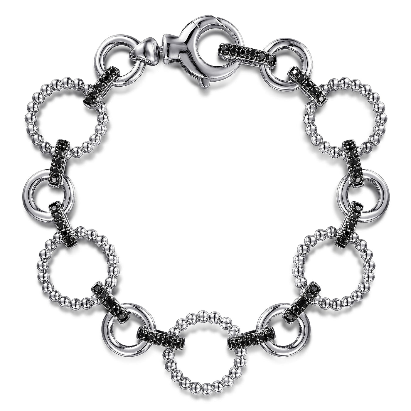 Black Spinel Bujukan Link Bracelet in Silver by Gabriel & Co.