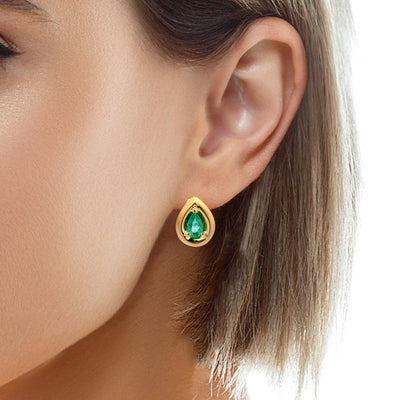 ESTATE Emerald Studs in Yellow Gold