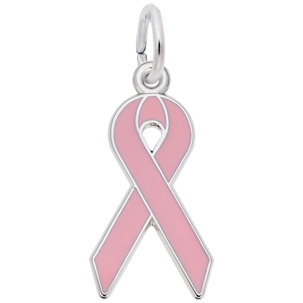 Pink Enamel Breast Cancer Awareness Charm  in Silver