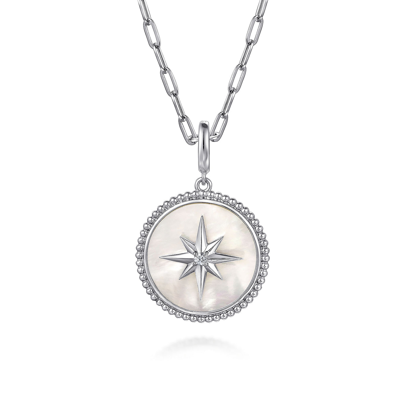 MOP Starburst Pendant in SIlver by Gabriel & Co.