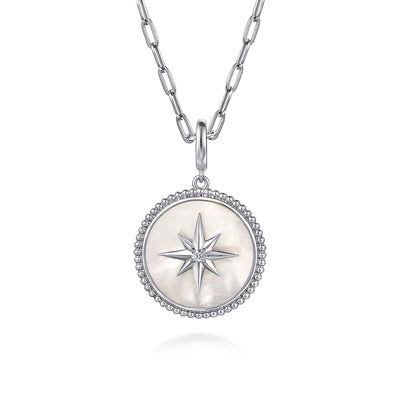 MOP Starburst Pendant in SIlver by Gabriel & Co.