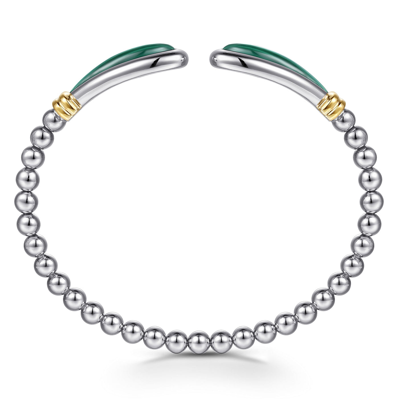 Sterling Silver and 14K Yellow Gold Bujukan Malachite Bangle Bracelet by Gabriel & Co.
