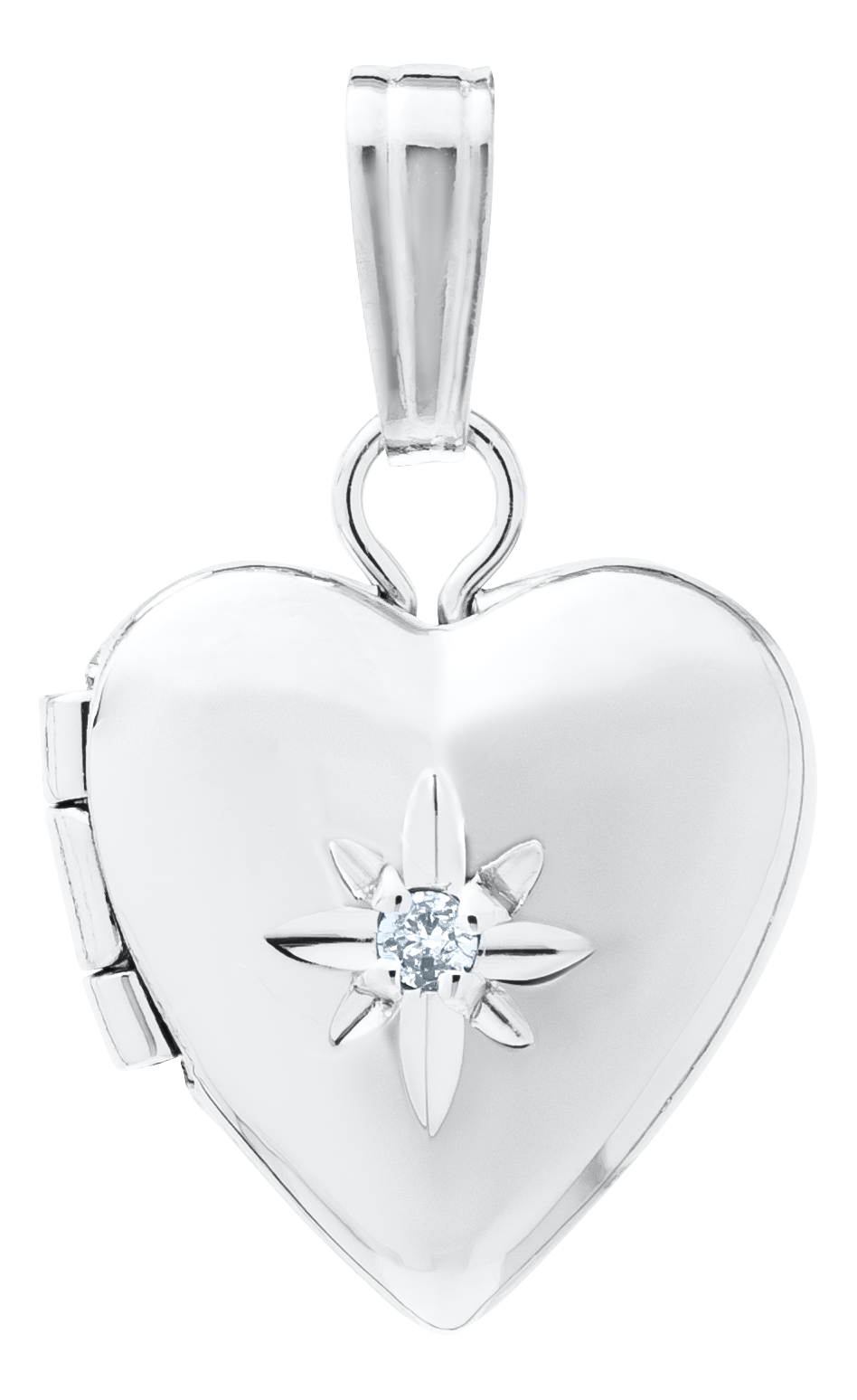 Child's CZ Heart Locket in Silver