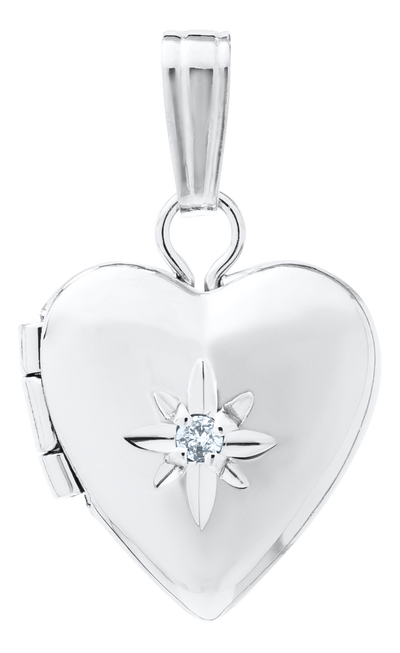 Child's CZ Heart Locket in Silver