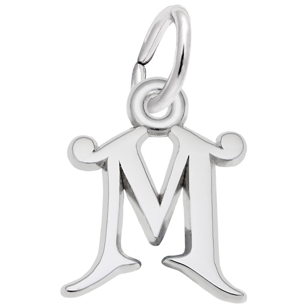 Curly Initial "M" Charm in SIlver