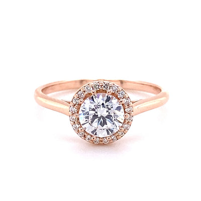 Round Diamond Halo Engagement Ring in Rose Gold