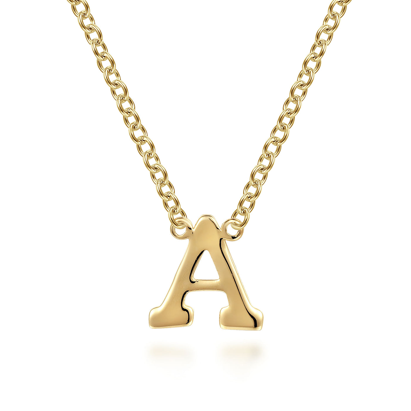 Initial “A” Link Necklace in Yellow Gold by Gabriel & Co.