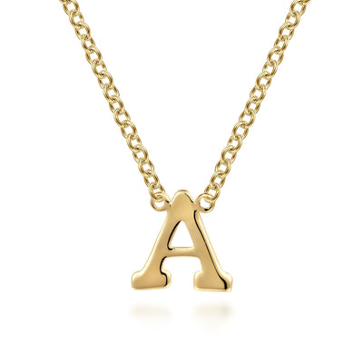 Initial “A” Link Necklace in Yellow Gold by Gabriel & Co.