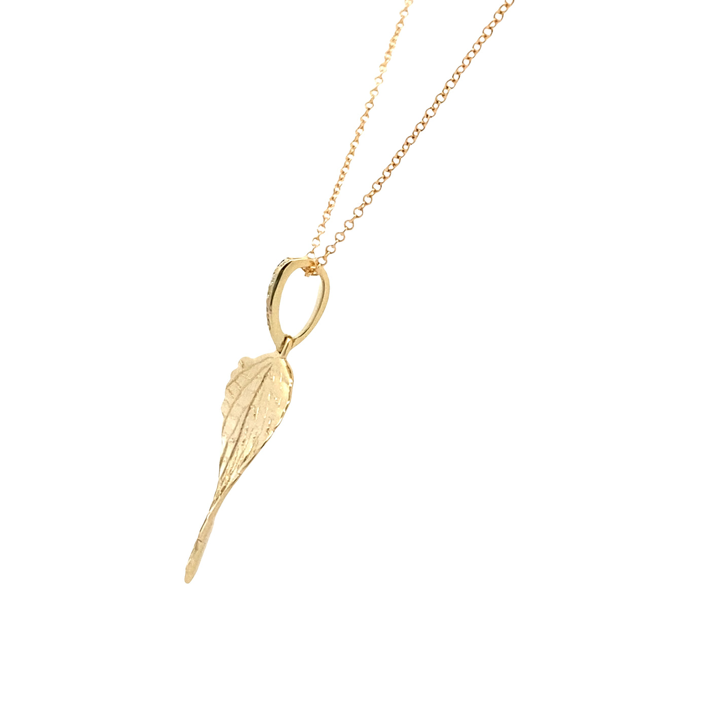 Diamond Leaf Pendant in Yellow Gold by Simon G