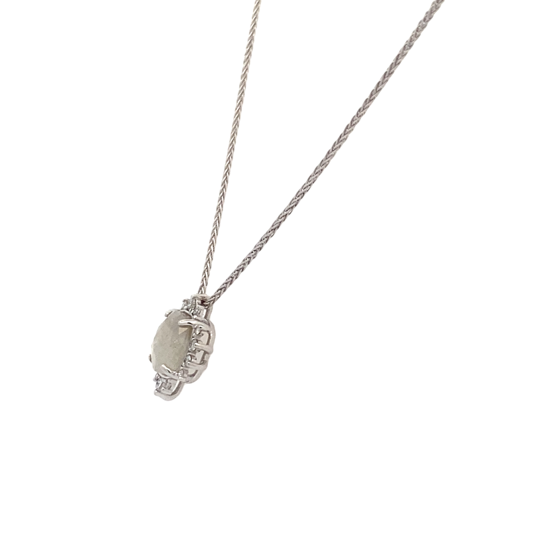 Rose Cut Ice Diamond Pendant in White Gold by B&C