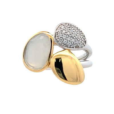 Ti Sento Two-Tone Ring with White Stone and Pave Accents