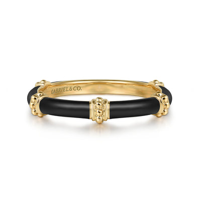 Black Enamel Ring in Yellow Gold by Gabriel & Co.