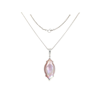 Pink Mother of Pearl Drop Pendant in Silver by Kabana