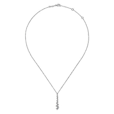 Diamond Linear Cluster Pendant in White Gold by Gabriel & Co.