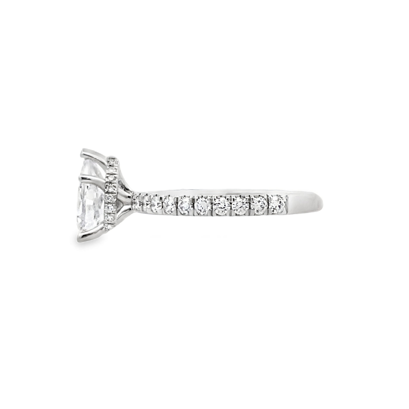 Pear Shape Diamond Side Stone Engagement Ring in White Gold by Gabriel & Co.