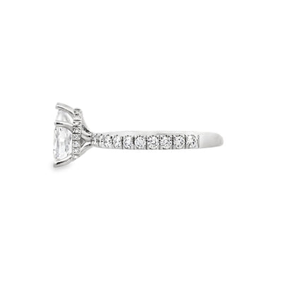 Pear Shape Diamond Side Stone Engagement Ring in White Gold by Gabriel & Co.