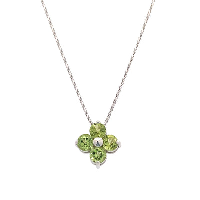 Peridot Cluster Pendant in White Gold by B&C