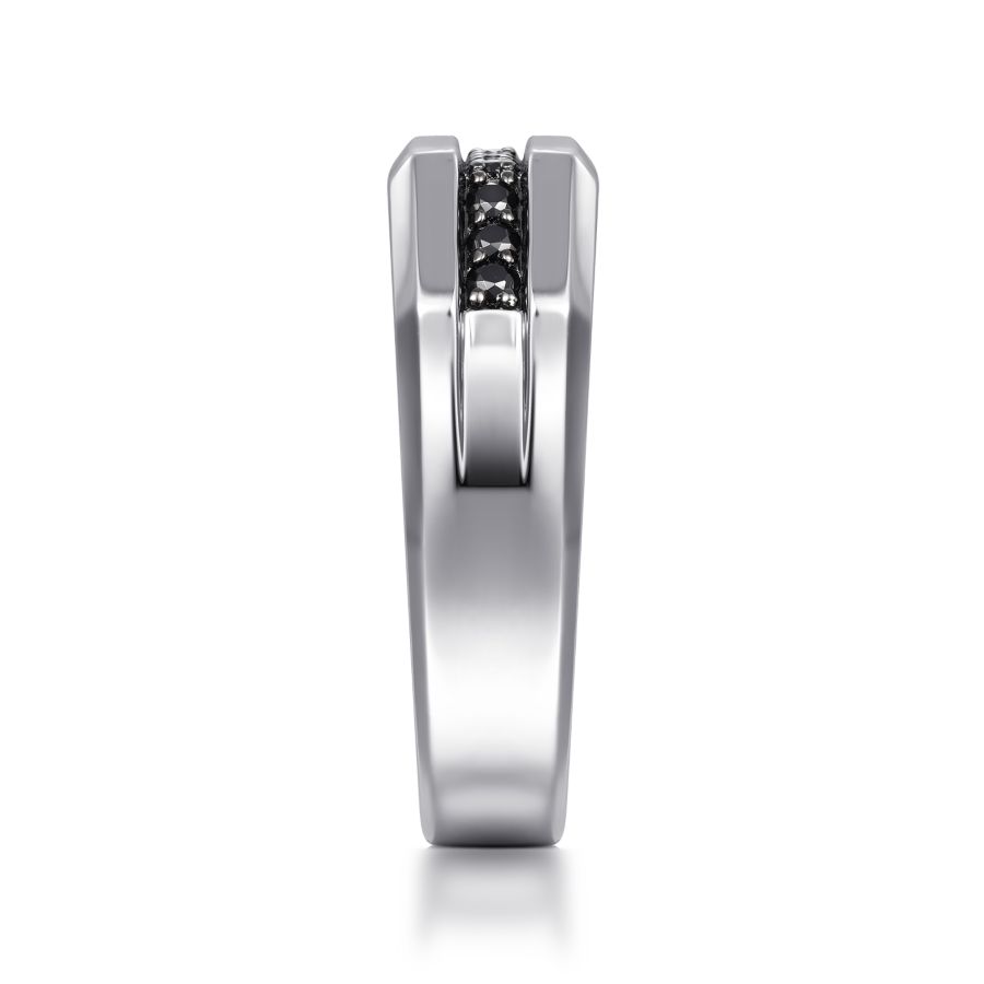 Mens Black Spinel Ring  in Silver by Gabriel & Co.