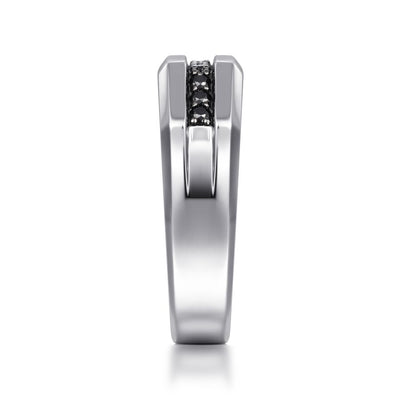 Mens Black Spinel Ring  in Silver by Gabriel & Co.