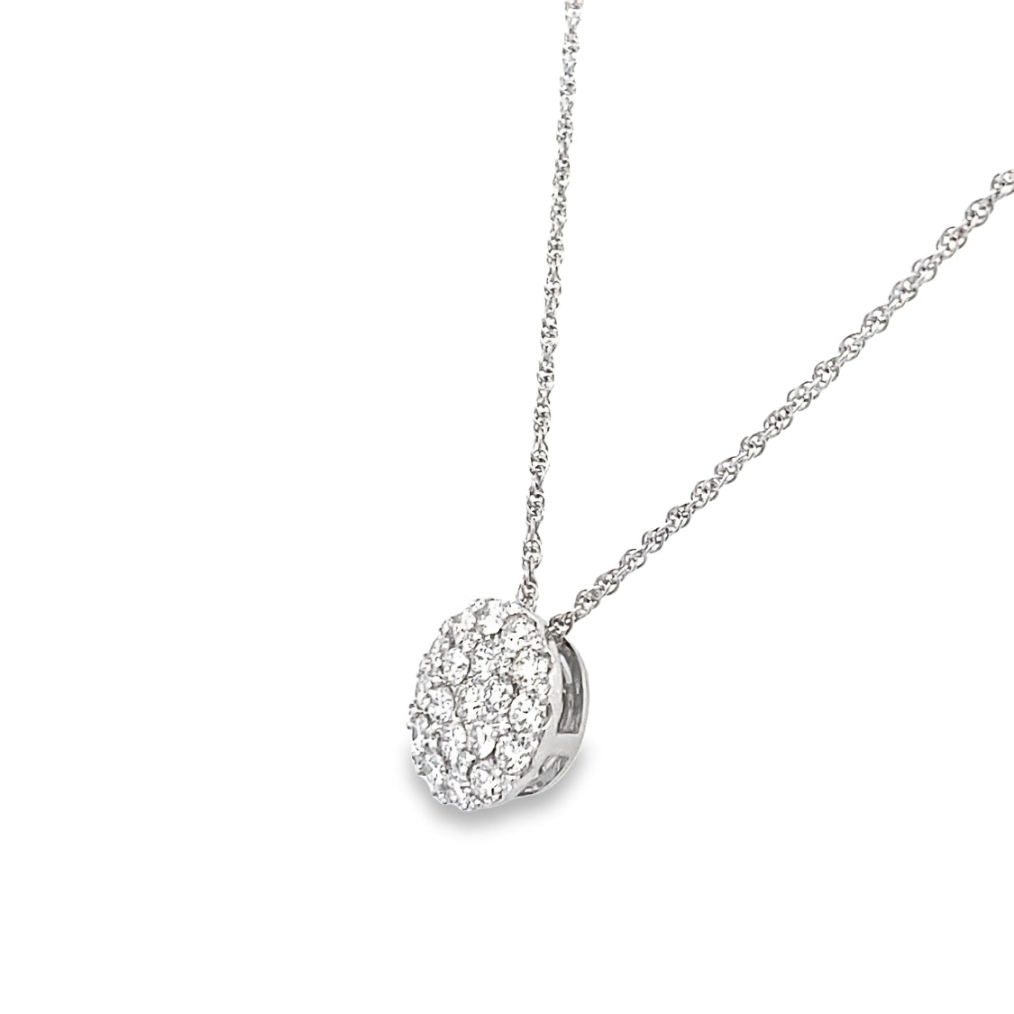 Diamond Cluster Pendant in White Gold by Allison Kaufman Co.