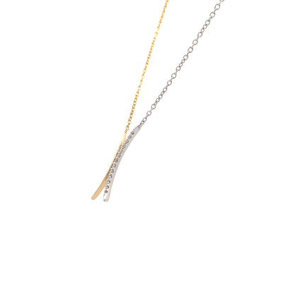 Diamond Curved Bar Necklace in Two-Tone GOld by Allison Kaufman
