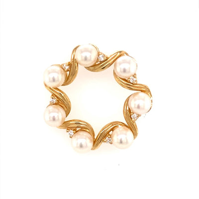 Estate 14K Yellow Gold Pearl Brooch