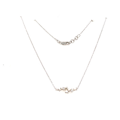 Baguette and Round Diamond Scatter Necklace in White Gold by B&C