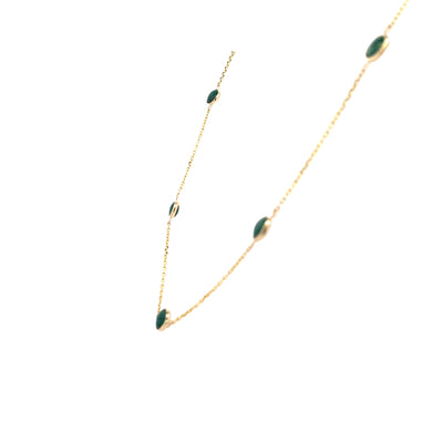 Malachite Station Necklace in Yellow Gold