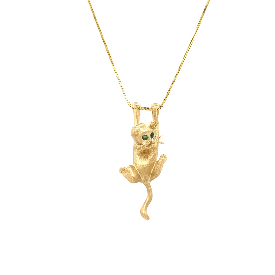 ESTATE Slack Hanging Cat Pendant in Yellow Gold