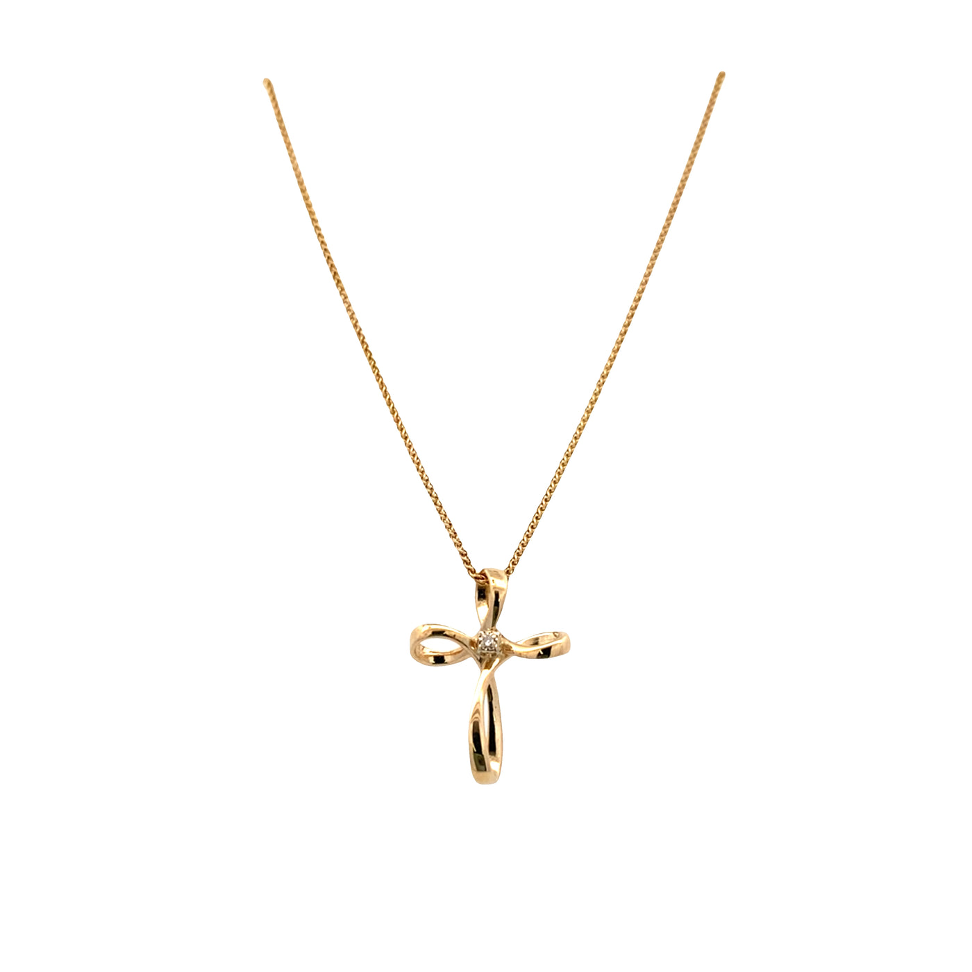 ESTATE Diamond Accented Cross Pendant in Yellow Gold