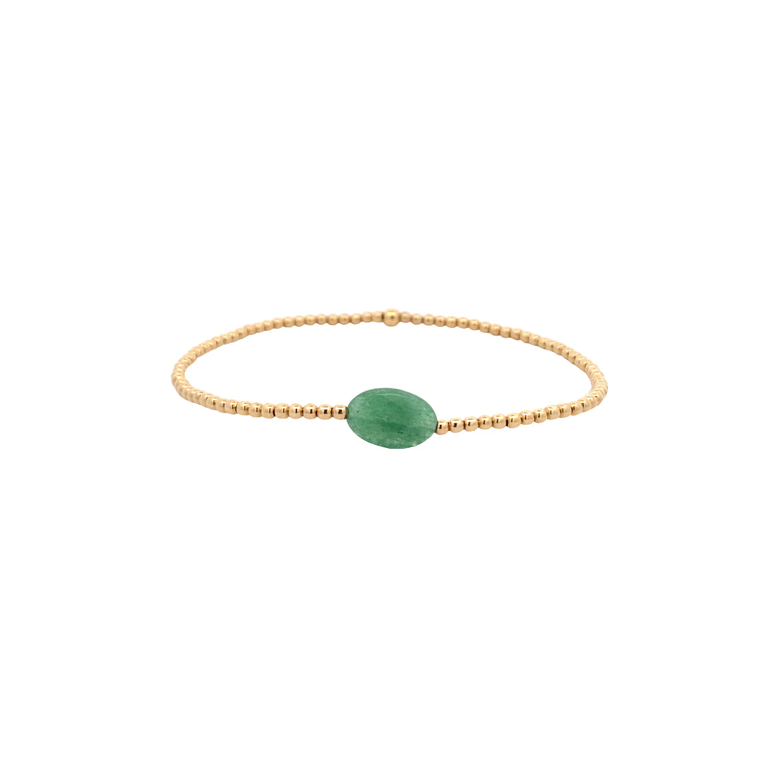 Adventurine Stretch Beaded Bracelet in Yellow Gold by Karen Lazar