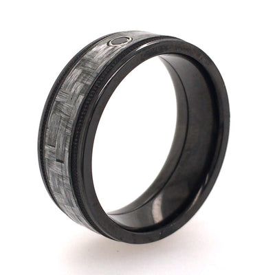 8mm Fancy Wedding Band in Black Zirconium